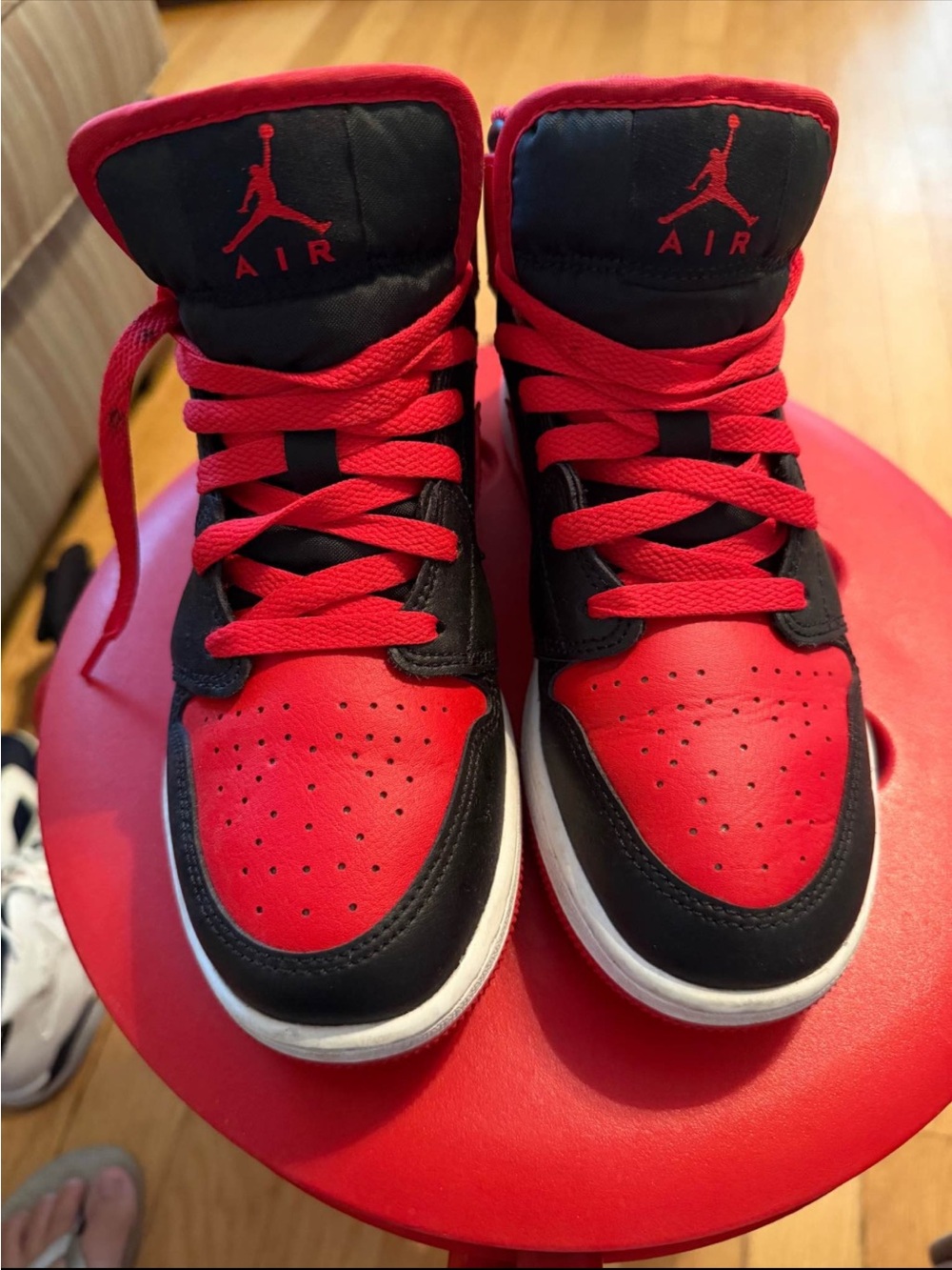 Jordan Kids Red and Black High-Top Sneakers